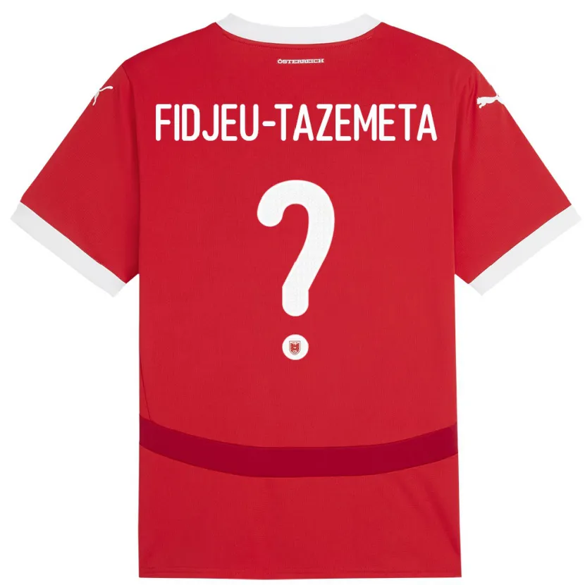 Danxen Enfant Maillot Autriche Thierry Fidjeu-Tazemeta #0 Rouge Tenues Domicile 24-26 T-Shirt