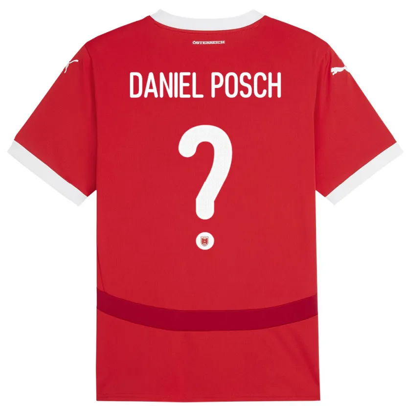 Danxen Enfant Maillot Autriche Daniel Posch #0 Rouge Tenues Domicile 24-26 T-Shirt