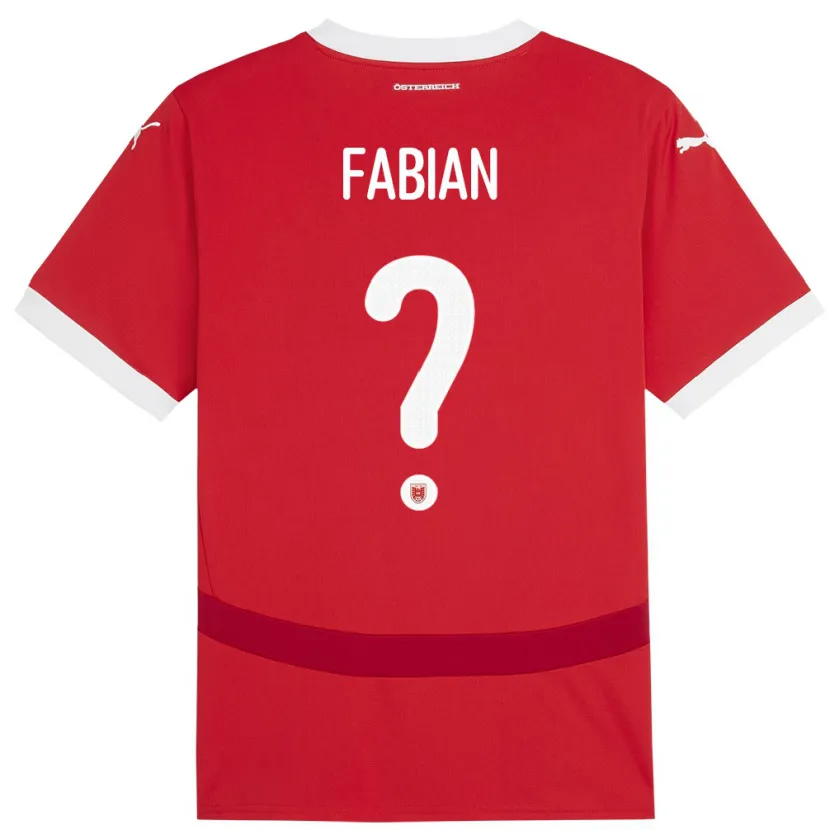 Danxen Enfant Maillot Autriche Lukas Fabian #0 Rouge Tenues Domicile 24-26 T-Shirt
