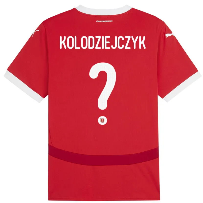 Danxen Enfant Maillot Autriche Marek Kolodziejczyk #0 Rouge Tenues Domicile 24-26 T-Shirt