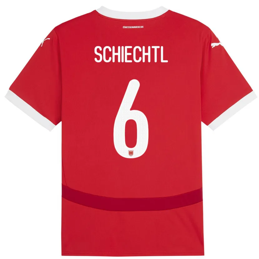 Danxen Enfant Maillot Autriche Katharina Schiechtl #6 Rouge Tenues Domicile 24-26 T-Shirt