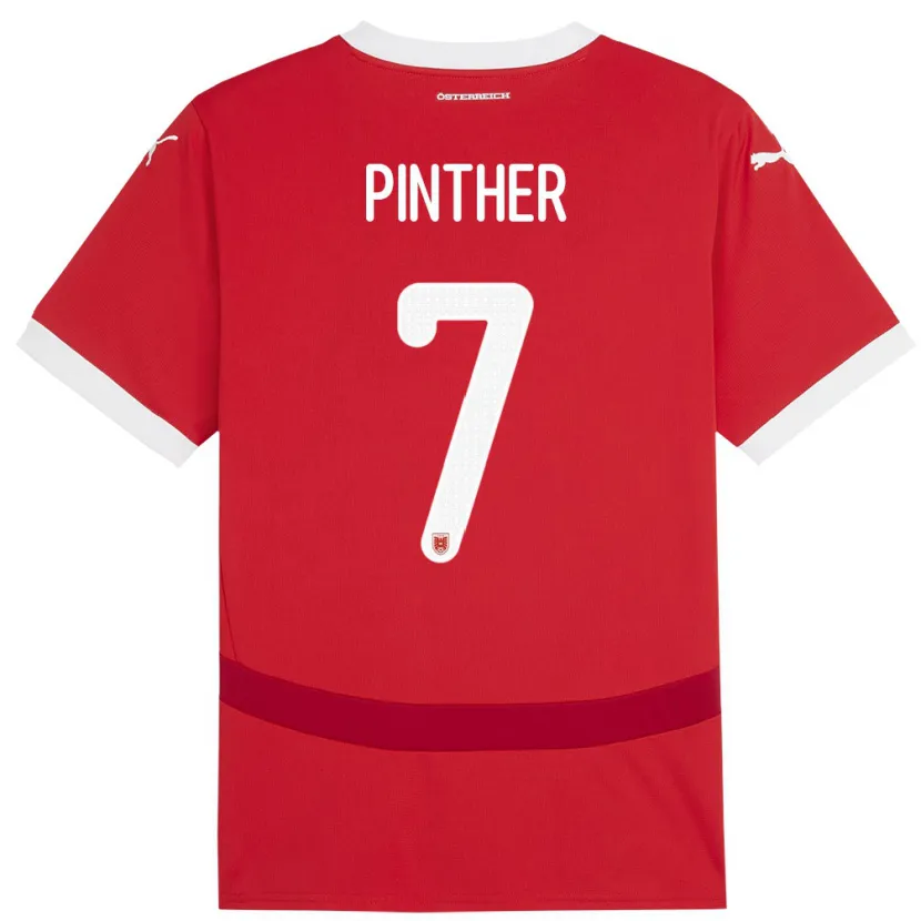 Danxen Enfant Maillot Autriche Viktoria Pinther #7 Rouge Tenues Domicile 24-26 T-Shirt