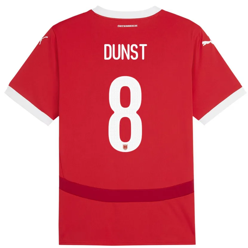 Danxen Enfant Maillot Autriche Barbara Dunst #8 Rouge Tenues Domicile 24-26 T-Shirt