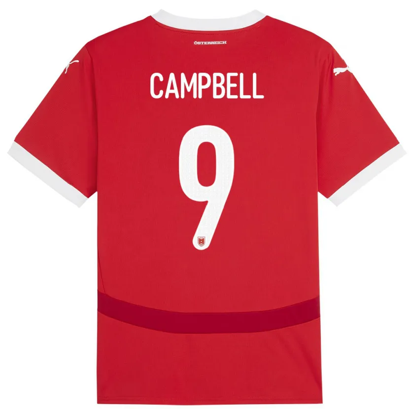 Danxen Enfant Maillot Autriche Eileen Campbell #9 Rouge Tenues Domicile 24-26 T-Shirt