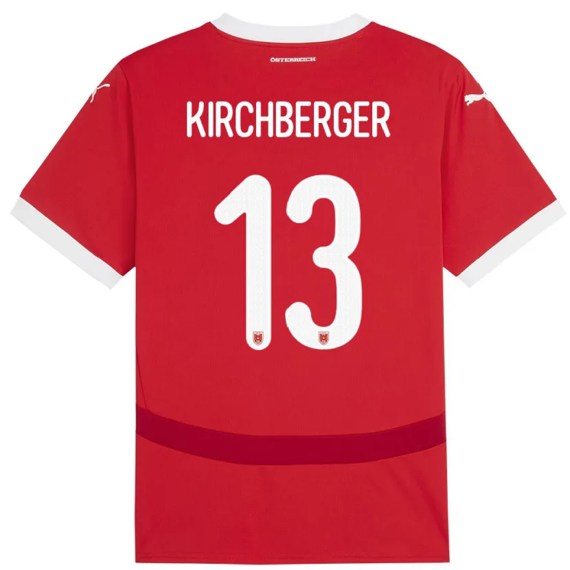Danxen Enfant Maillot Autriche Virginia Kirchberger #13 Rouge Tenues Domicile 24-26 T-Shirt