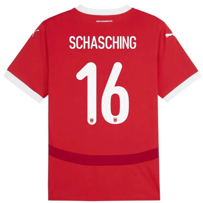 Danxen Enfant Maillot Autriche Annabel Schasching #16 Rouge Tenues Domicile 24-26 T-Shirt