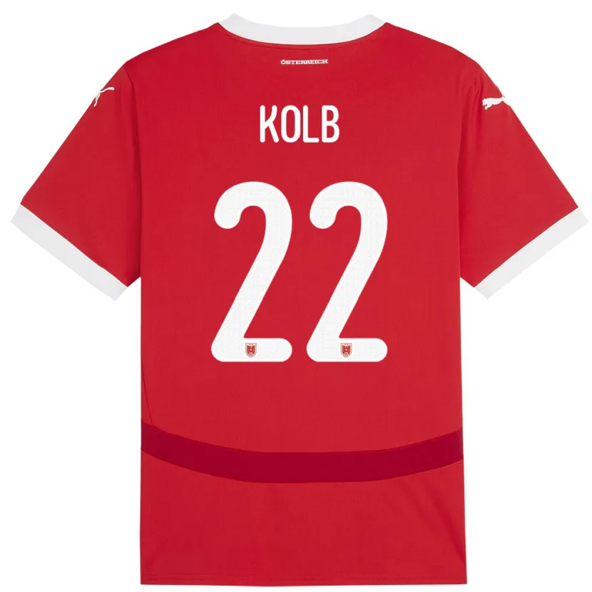 Danxen Enfant Maillot Autriche Lisa Kolb #22 Rouge Tenues Domicile 24-26 T-Shirt