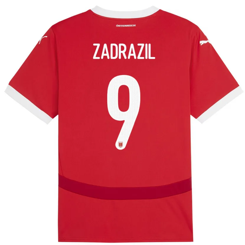 Danxen Enfant Maillot Autriche Sarah Zadrazil #9 Rouge Tenues Domicile 24-26 T-Shirt