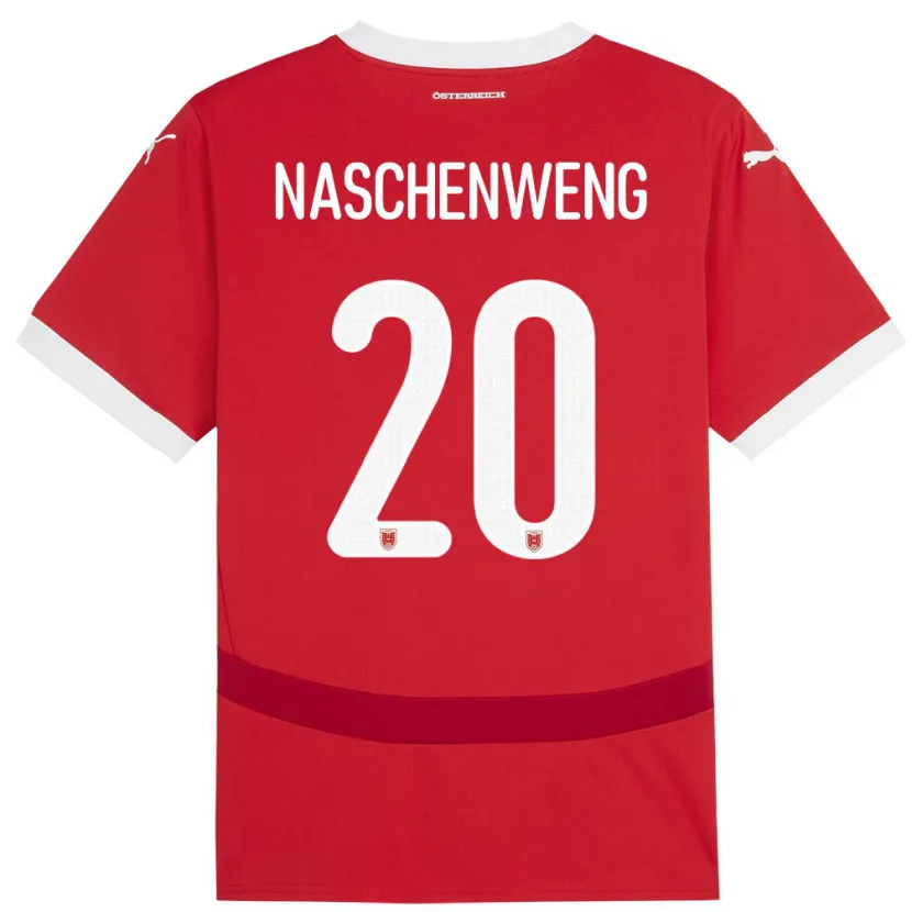 Danxen Enfant Maillot Autriche Katharina Naschenweng #20 Rouge Tenues Domicile 24-26 T-Shirt