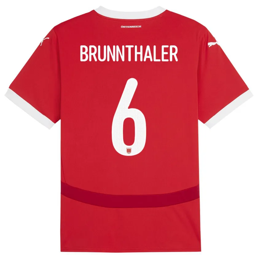Danxen Enfant Maillot Autriche Melanie Brunnthaler #6 Rouge Tenues Domicile 24-26 T-Shirt