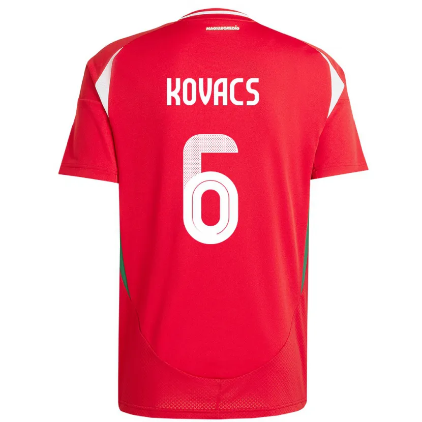 Danxen Enfant Maillot Hongrie Noel Kovács #6 Rouge Tenues Domicile 24-26 T-Shirt