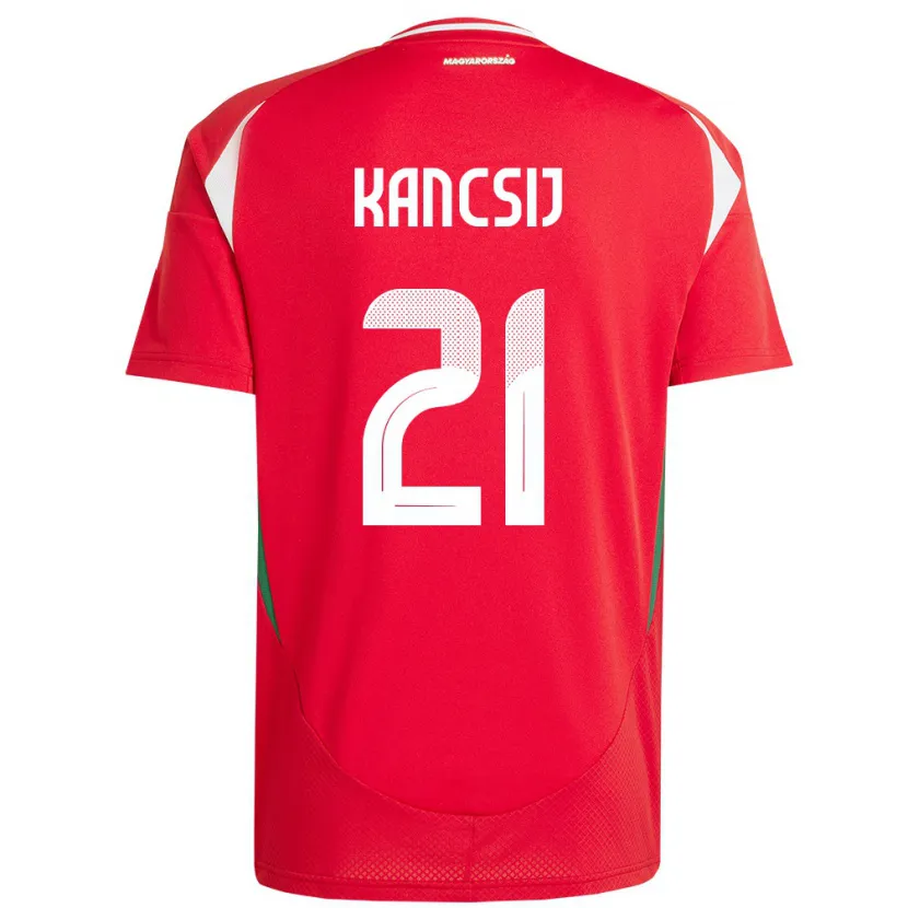 Danxen Enfant Maillot Hongrie Artúr Kancsij #21 Rouge Tenues Domicile 24-26 T-Shirt