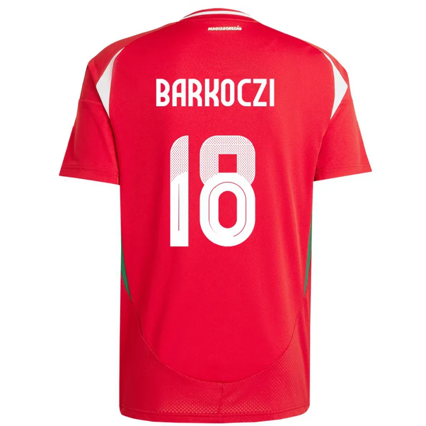 Danxen Enfant Maillot Hongrie Barnabás Barkóczi #18 Rouge Tenues Domicile 24-26 T-Shirt