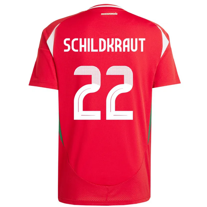 Danxen Enfant Maillot Hongrie Fruzsina Schildkraut #22 Rouge Tenues Domicile 24-26 T-Shirt