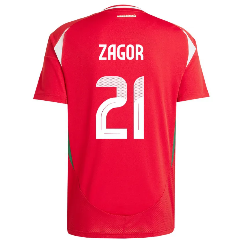 Danxen Enfant Maillot Hongrie Bernadett Zágor #21 Rouge Tenues Domicile 24-26 T-Shirt