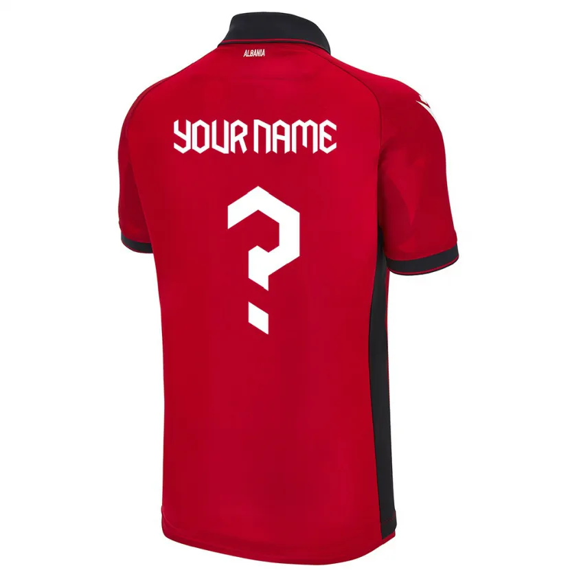 Danxen Enfant Maillot Albanie Votre Nom #0 Rouge Tenues Domicile 24-26 T-Shirt