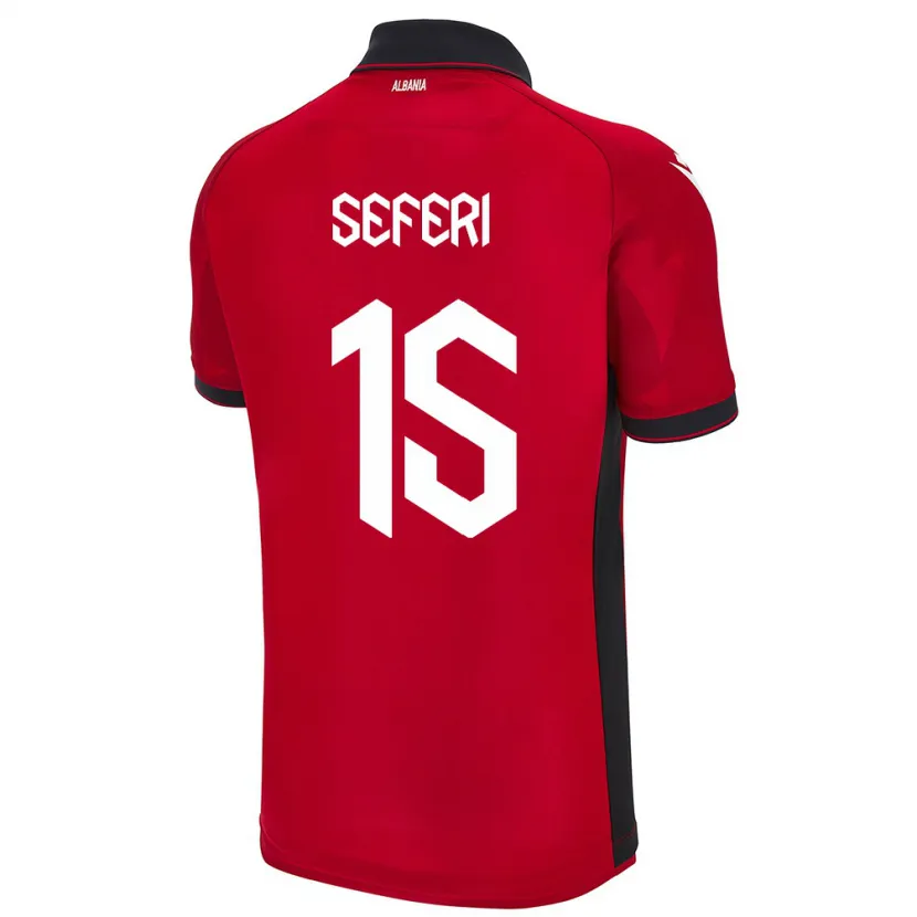 Danxen Enfant Maillot Albanie Taulant Seferi #15 Rouge Tenues Domicile 24-26 T-Shirt