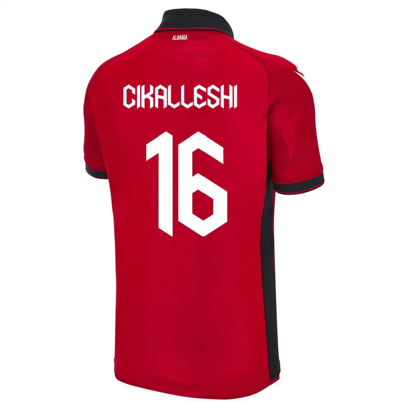 Danxen Enfant Maillot Albanie Sokol Cikalleshi #16 Rouge Tenues Domicile 24-26 T-Shirt