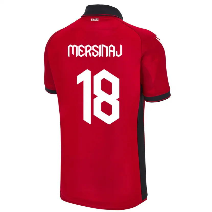 Danxen Enfant Maillot Albanie Jon Mersinaj #18 Rouge Tenues Domicile 24-26 T-Shirt