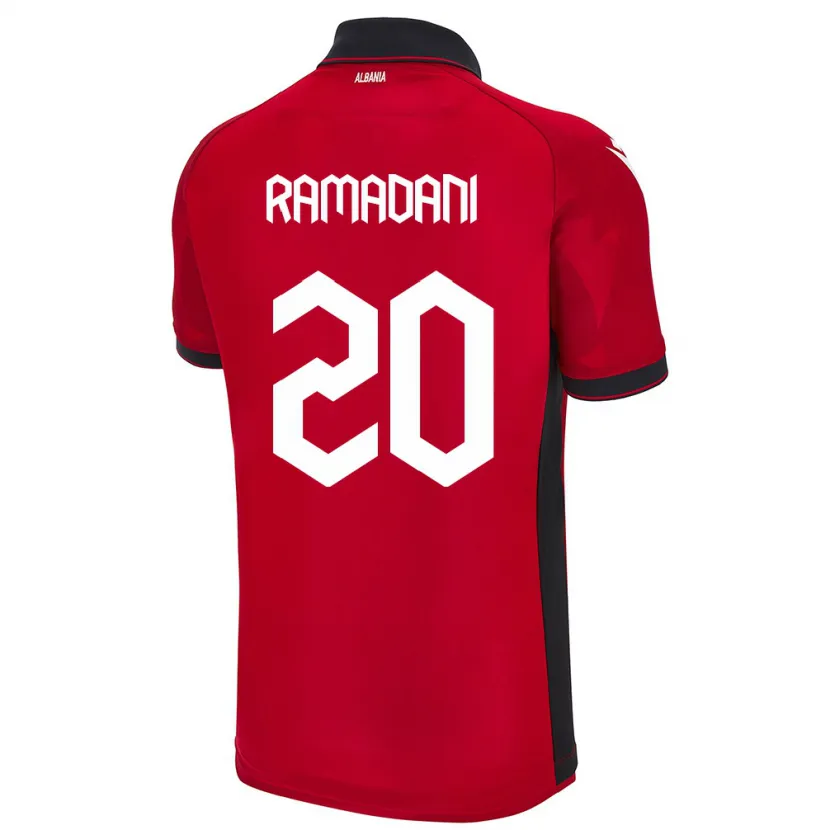 Danxen Enfant Maillot Albanie Ylber Ramadani #20 Rouge Tenues Domicile 24-26 T-Shirt