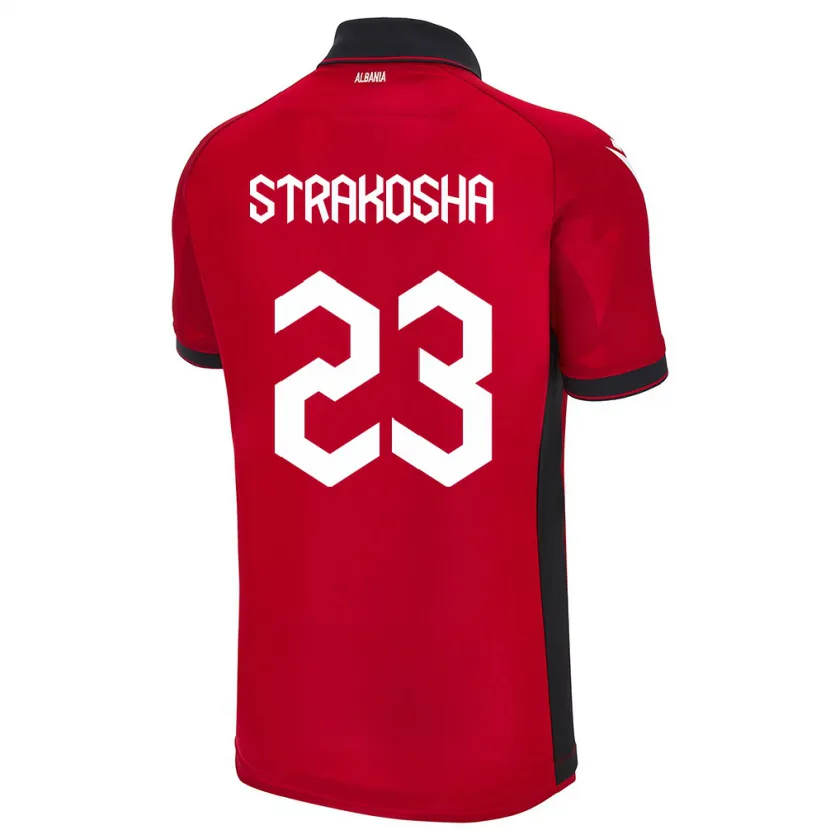 Danxen Enfant Maillot Albanie Thomas Strakosha #23 Rouge Tenues Domicile 24-26 T-Shirt