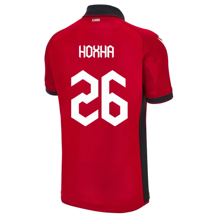 Danxen Enfant Maillot Albanie Arbër Hoxha #26 Rouge Tenues Domicile 24-26 T-Shirt