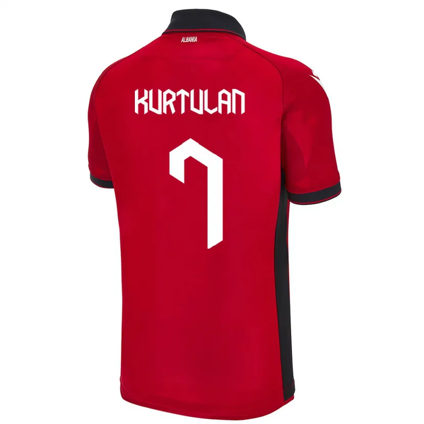 Danxen Enfant Maillot Albanie Arda Kurtulan #7 Rouge Tenues Domicile 24-26 T-Shirt