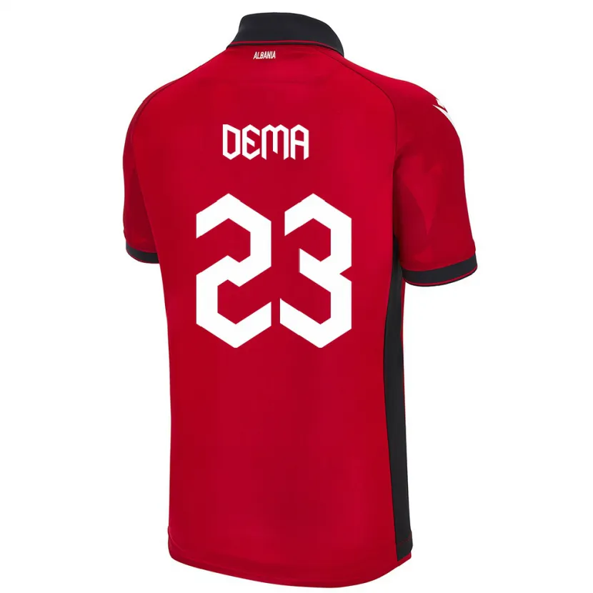 Danxen Enfant Maillot Albanie Endri Dema #23 Rouge Tenues Domicile 24-26 T-Shirt