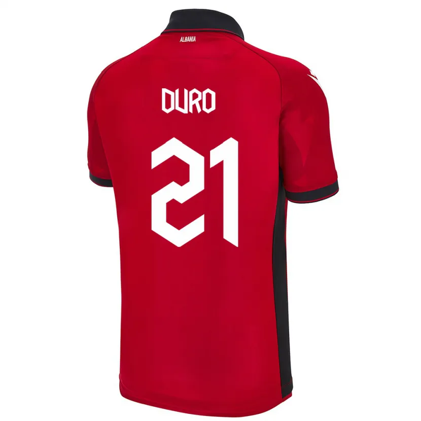 Danxen Enfant Maillot Albanie Dejvi Duro #21 Rouge Tenues Domicile 24-26 T-Shirt