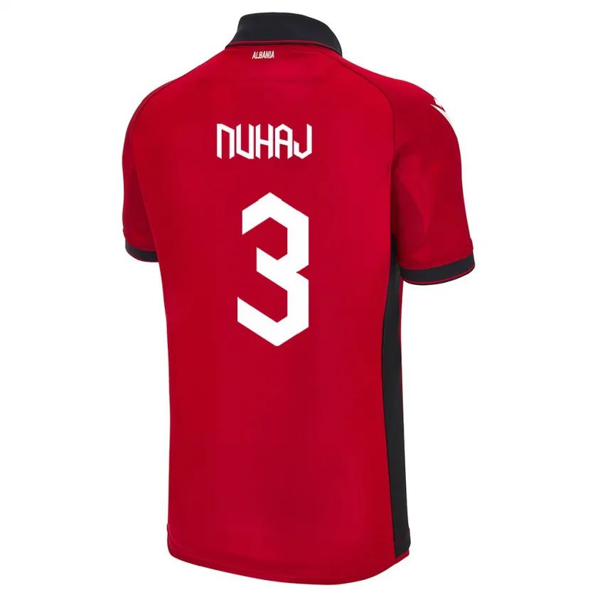 Danxen Enfant Maillot Albanie Fabjano Nuhaj #3 Rouge Tenues Domicile 24-26 T-Shirt