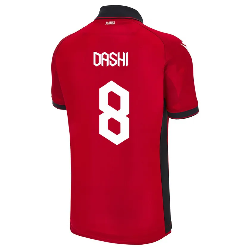 Danxen Enfant Maillot Albanie Matteo Dashi #8 Rouge Tenues Domicile 24-26 T-Shirt