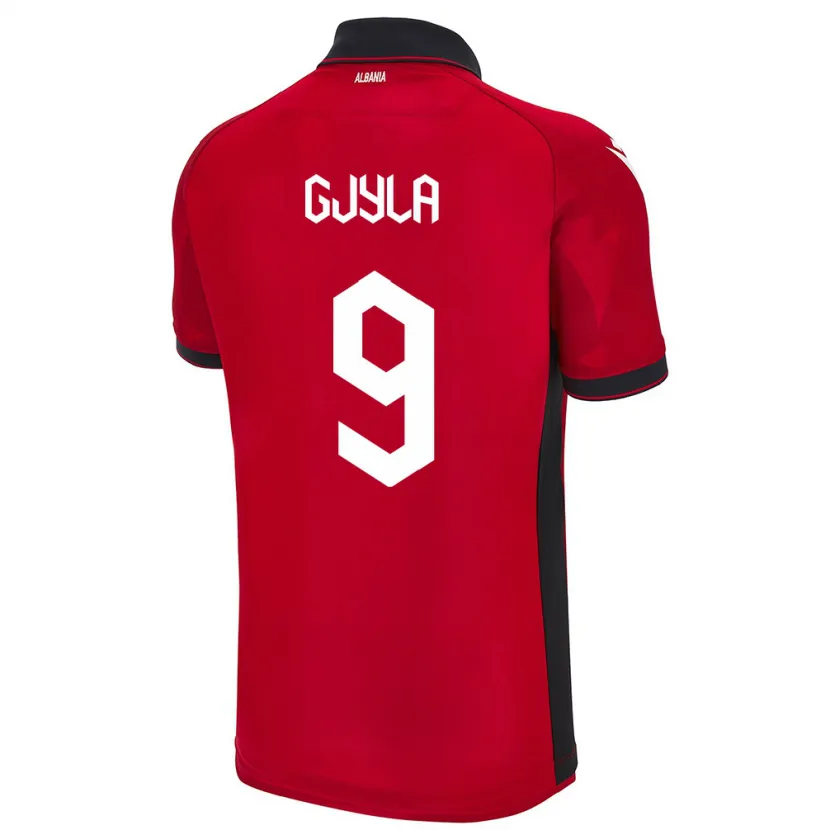 Danxen Enfant Maillot Albanie Brayan Gjyla #9 Rouge Tenues Domicile 24-26 T-Shirt
