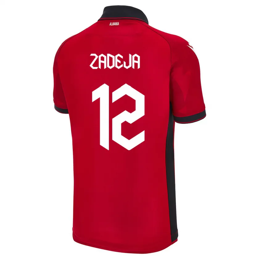Danxen Enfant Maillot Albanie Darius Zadeja #12 Rouge Tenues Domicile 24-26 T-Shirt