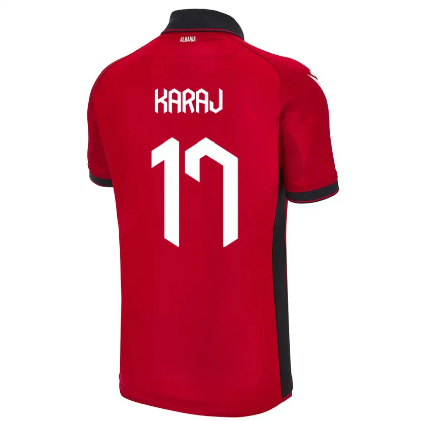 Danxen Enfant Maillot Albanie Eraldo Karaj #17 Rouge Tenues Domicile 24-26 T-Shirt