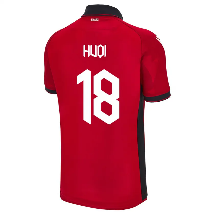 Danxen Enfant Maillot Albanie Mattia Huqi #18 Rouge Tenues Domicile 24-26 T-Shirt