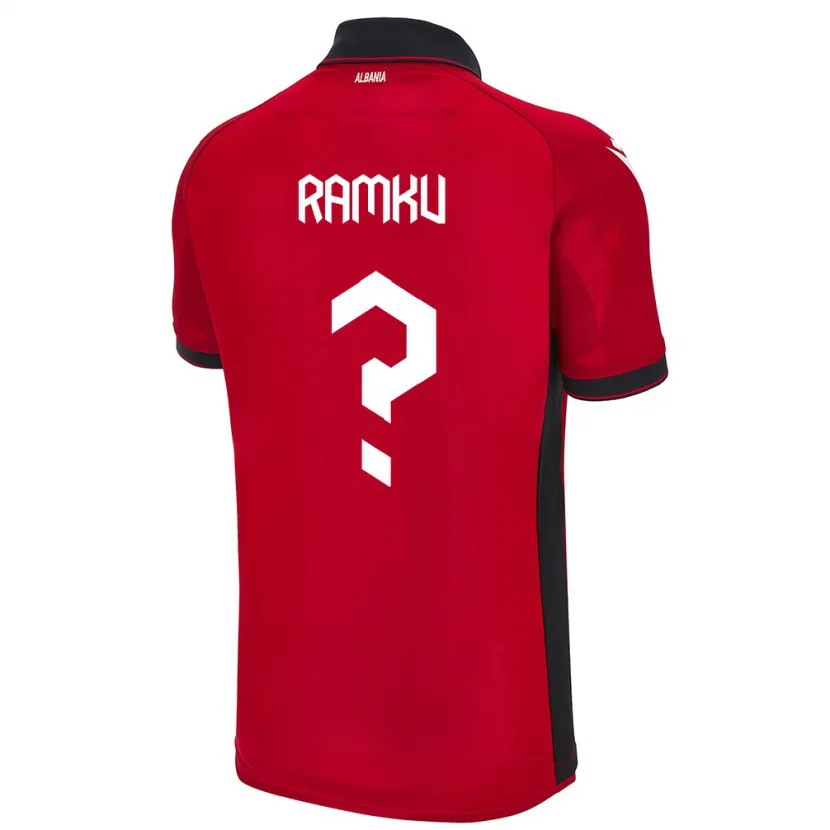 Danxen Enfant Maillot Albanie Alex Ramku #0 Rouge Tenues Domicile 24-26 T-Shirt