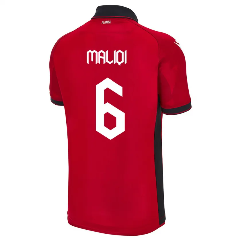 Danxen Enfant Maillot Albanie Sara Maliqi #6 Rouge Tenues Domicile 24-26 T-Shirt