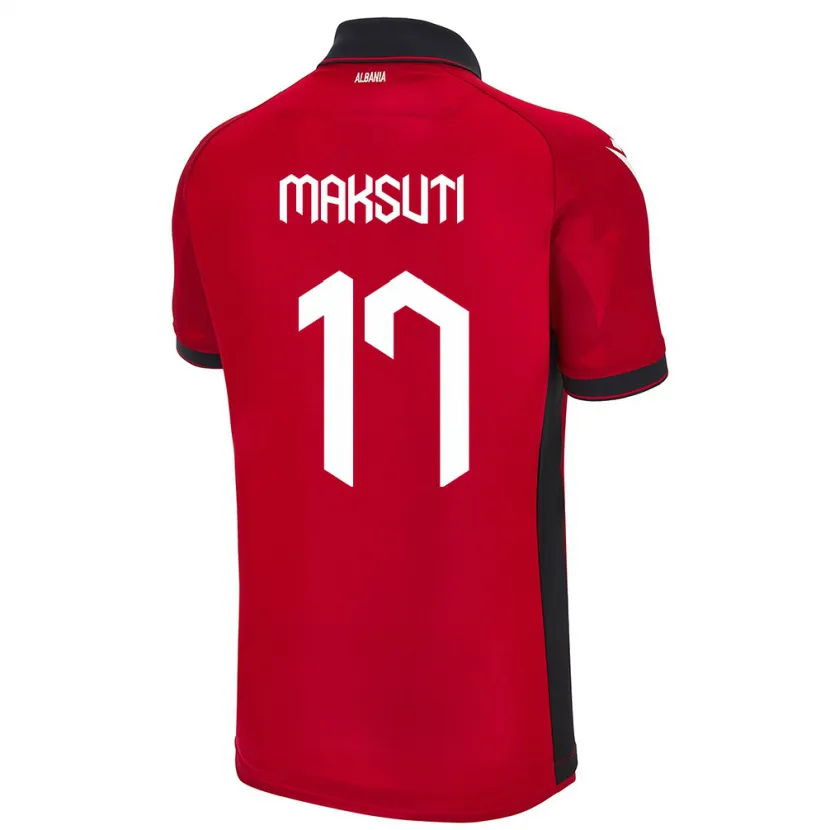 Danxen Enfant Maillot Albanie Kristina Maksuti #17 Rouge Tenues Domicile 24-26 T-Shirt