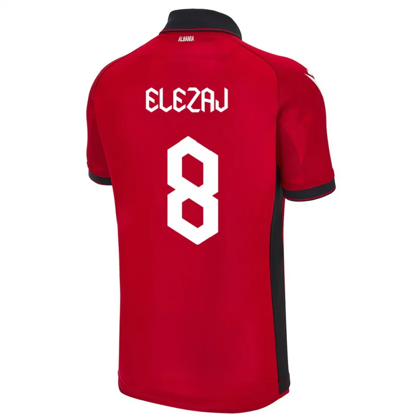 Danxen Enfant Maillot Albanie Endrina Elezaj #8 Rouge Tenues Domicile 24-26 T-Shirt
