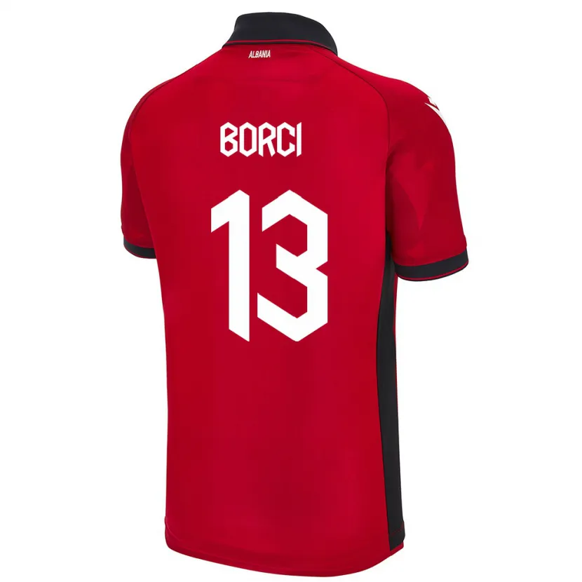 Danxen Enfant Maillot Albanie Klaudia Borci #13 Rouge Tenues Domicile 24-26 T-Shirt