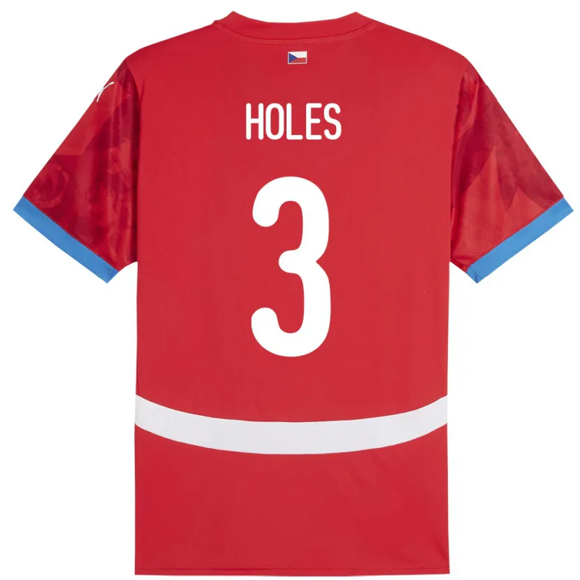 Danxen Enfant Maillot Tchéquie Tomas Holes #3 Rouge Tenues Domicile 24-26 T-Shirt
