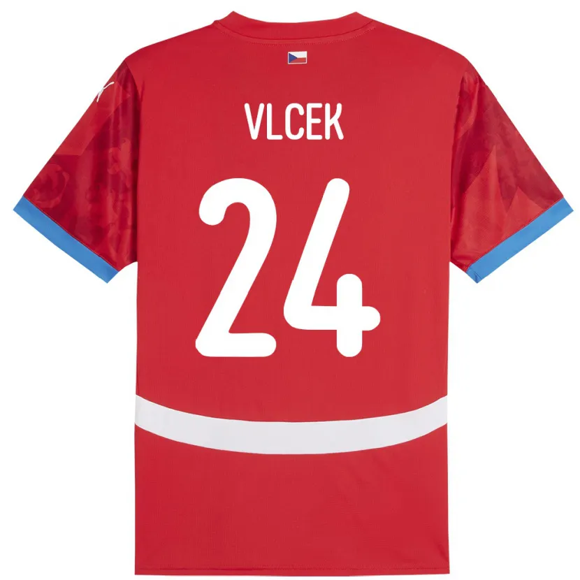 Danxen Enfant Maillot Tchéquie Tomas Vlcek #24 Rouge Tenues Domicile 24-26 T-Shirt