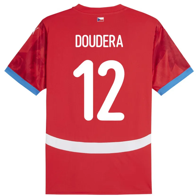 Danxen Enfant Maillot Tchéquie David Doudera #12 Rouge Tenues Domicile 24-26 T-Shirt