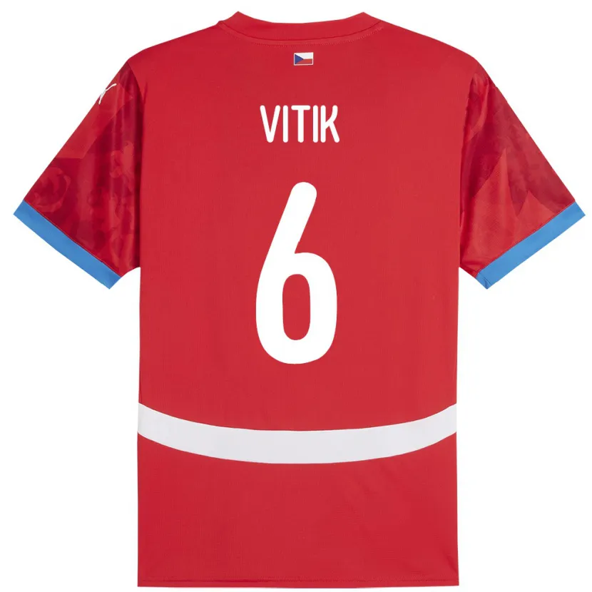 Danxen Enfant Maillot Tchéquie Martin Vitík #6 Rouge Tenues Domicile 24-26 T-Shirt