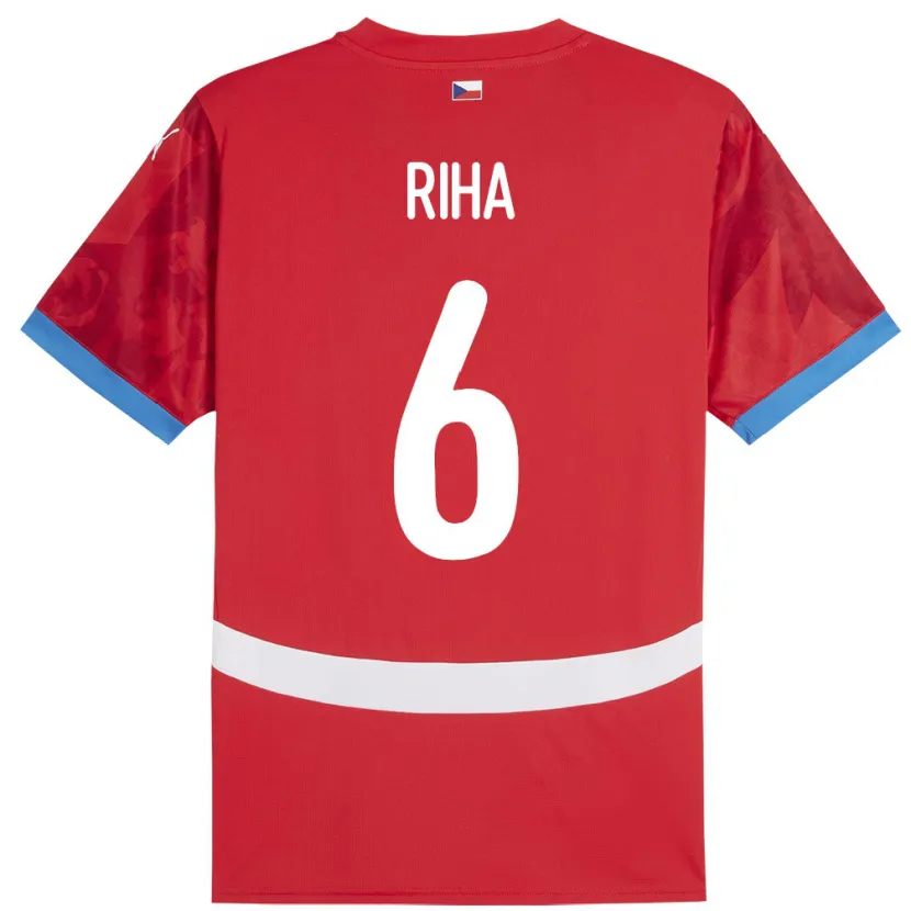 Danxen Enfant Maillot Tchéquie Ferdinand Riha #6 Rouge Tenues Domicile 24-26 T-Shirt