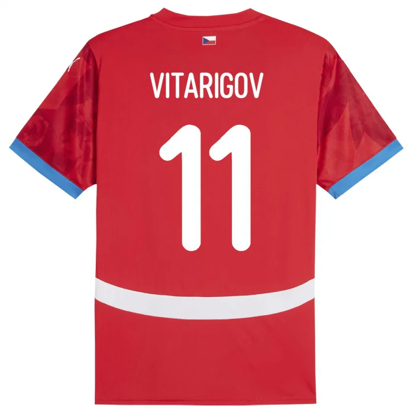 Danxen Enfant Maillot Tchéquie Arsen Vitarigov #11 Rouge Tenues Domicile 24-26 T-Shirt