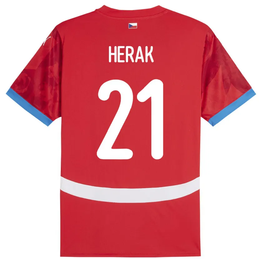Danxen Enfant Maillot Tchéquie Frantisek Herak #21 Rouge Tenues Domicile 24-26 T-Shirt