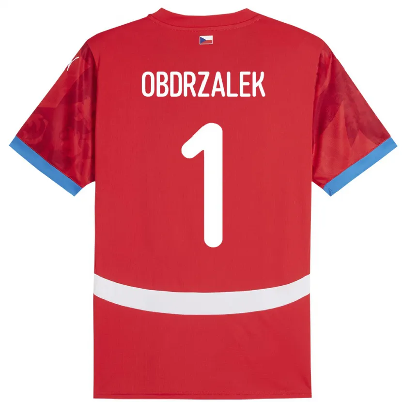Danxen Enfant Maillot Tchéquie Marek Obdrzalek #1 Rouge Tenues Domicile 24-26 T-Shirt