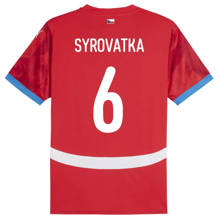 Danxen Enfant Maillot Tchéquie Matyas Syrovatka #6 Rouge Tenues Domicile 24-26 T-Shirt