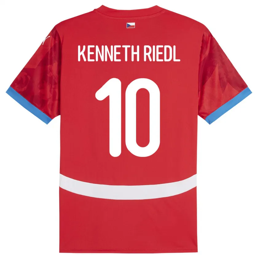 Danxen Enfant Maillot Tchéquie Victor Kenneth Riedl #10 Rouge Tenues Domicile 24-26 T-Shirt